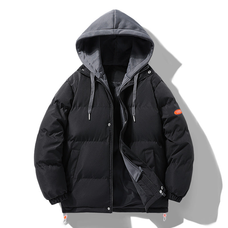 Herren Wattierte Pufferjacke mit kontrastfarbener Kapuze, winddichter Außenhülle und Kordelzug Shop Nory