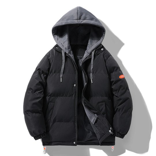 Herren Wattierte Pufferjacke mit kontrastfarbener Kapuze, winddichter Außenhülle und Kordelzug Shop Nory