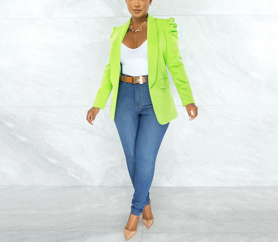 Damen taillierter Blazer mit strukturierten Schulterdetails und offenem Revers Shop Nory