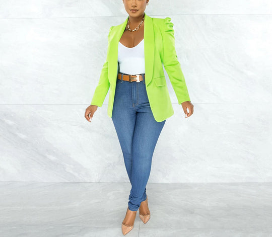 Damen taillierter Blazer mit strukturierten Schulterdetails und offenem Revers Shop Nory