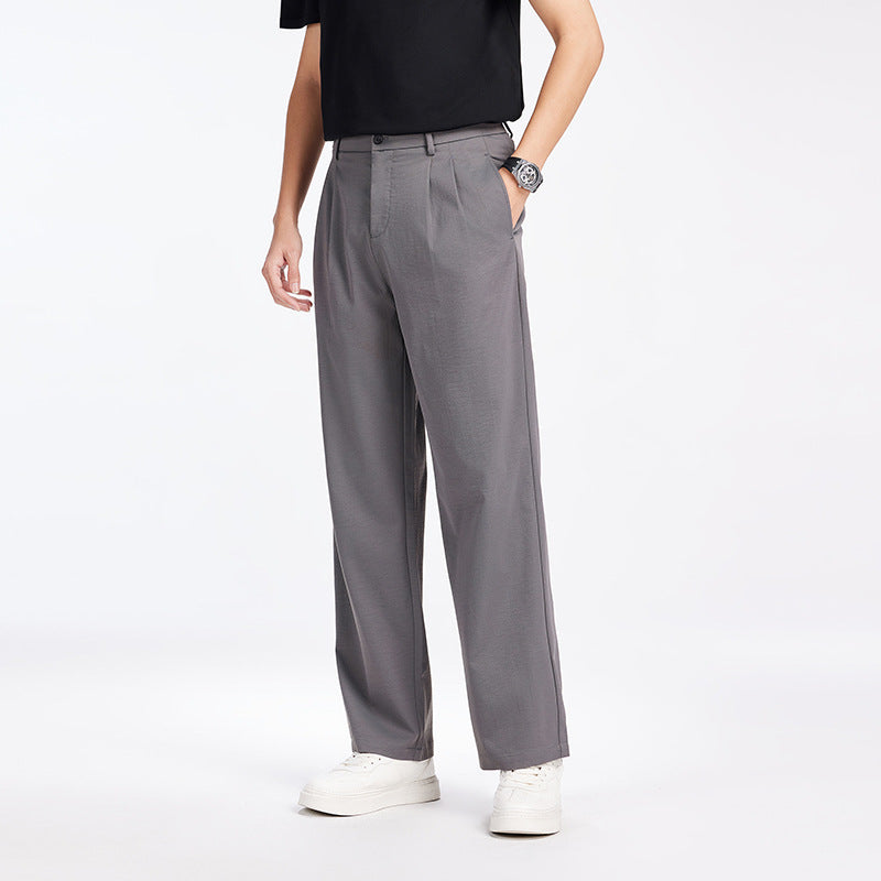 Herren Elegante Bundfalten-Stoffhose mit hoher Bundhöhe, Bügelfalte und geradem Bein Shop Nory