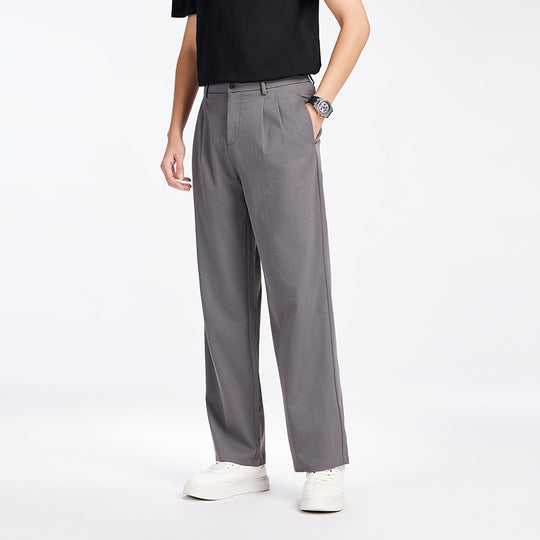 Herren Elegante Bundfalten-Stoffhose mit hoher Bundhöhe, Bügelfalte und geradem Bein Shop Nory