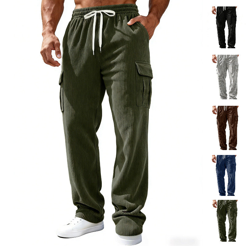 Herren Gerippte Cargo-Freizeithose mit Tunnelzug und Elastikbund Shop Nory