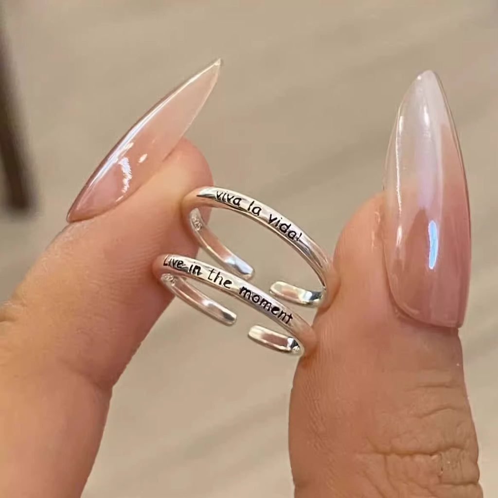 Damen Offener Finger-Ring mit gravierter Botschaft Shop Nory
