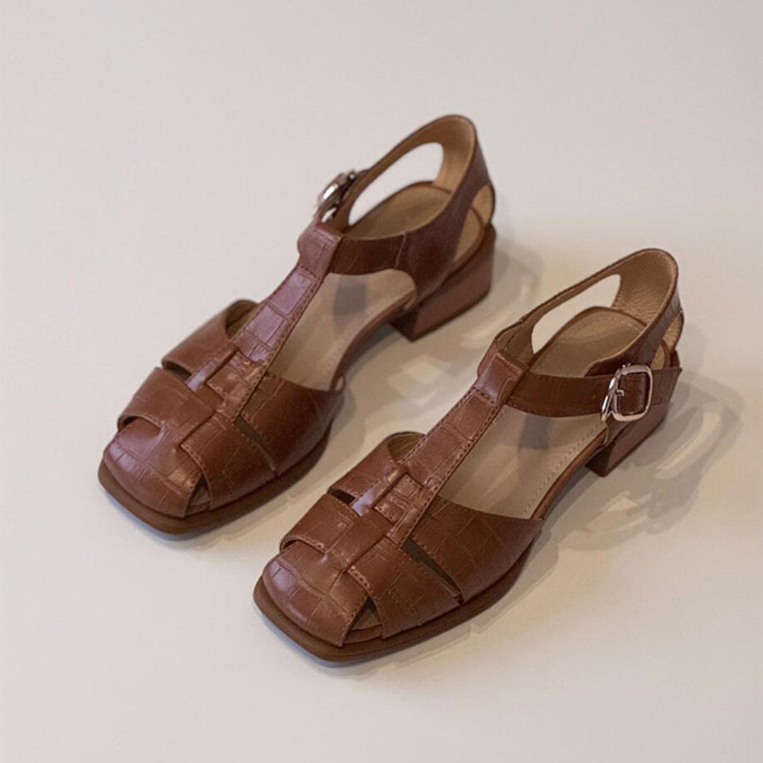 Damen Slingback Sandalen mit stilvollem Krokodillederdesign Shopnory
