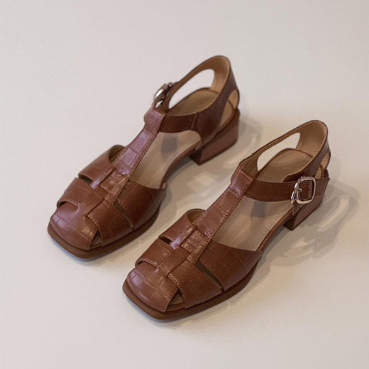 Damen Slingback Sandalen mit stilvollem Krokodillederdesign Shopnory