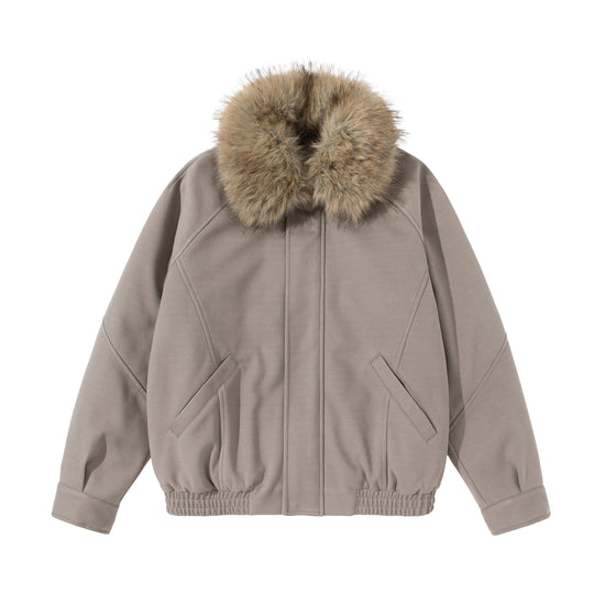 Damen Boxy Blouson mit voluminösem Kunstfellkragen und elastischem Saum Shop Nory