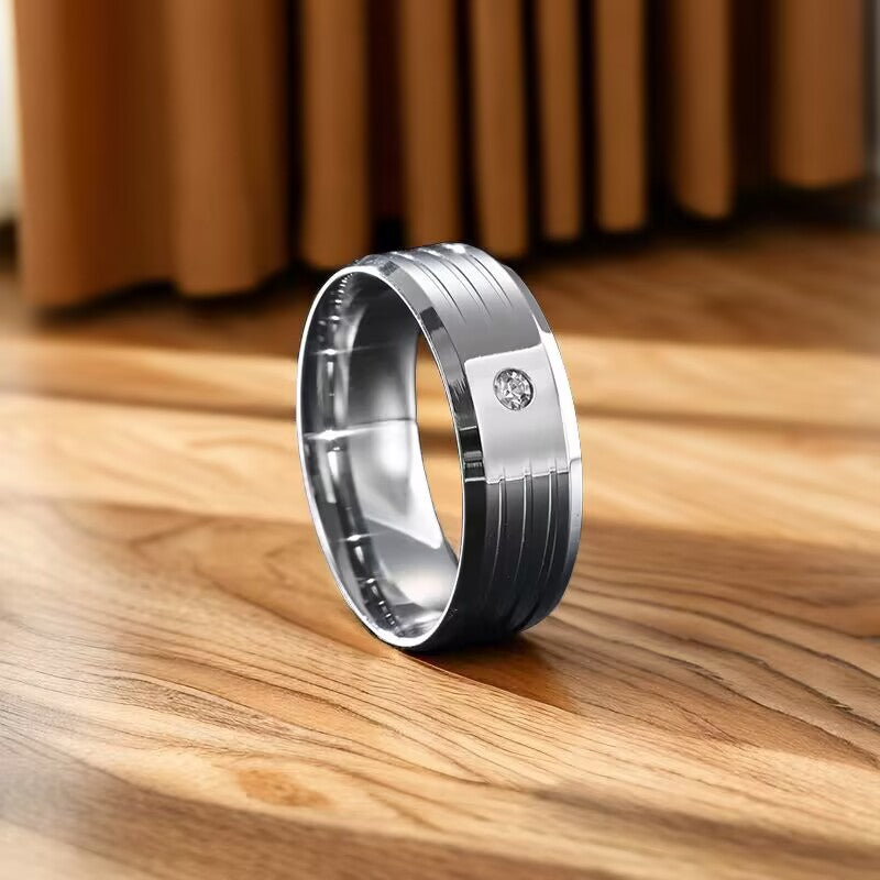 Herren Ring mit elegantem Design und funkelndem Stein Shop Nory