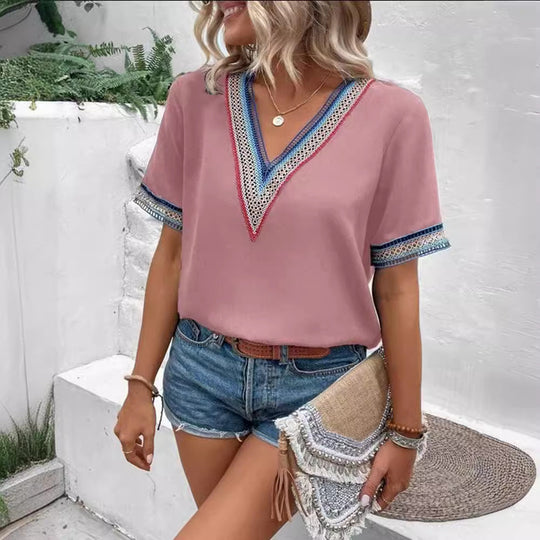 Damen modisches T-Shirt mit dekorativen Spitzen