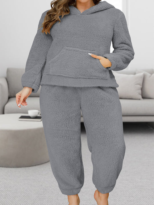 Damen Kuscheliges Teddy-Fleece Lounge-Set mit Kapuzenpullover und Jogginghose Shopy Nory