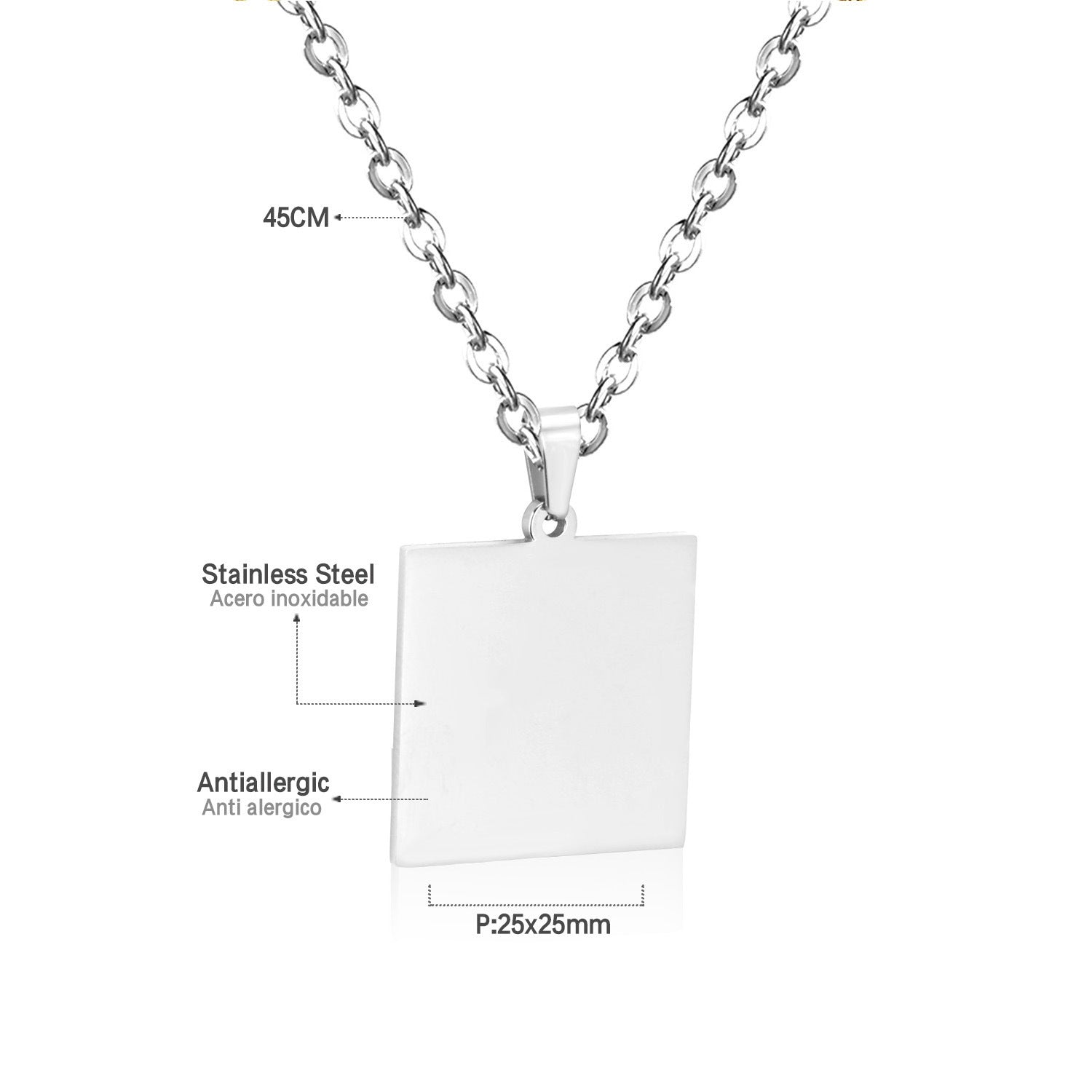 Damen modische Edelstahl-Halskette mit einzigartigem Schildanhänger Shop Nory