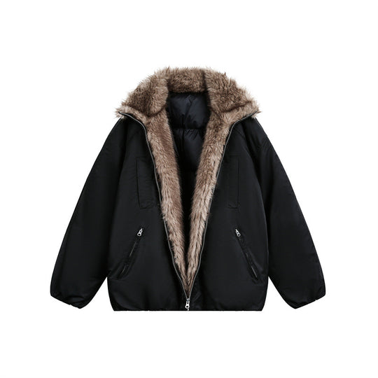 Herren Daunenjacke mit kuscheliger Kunstpelz-Innenfütterung und Kapuze Shop Nory