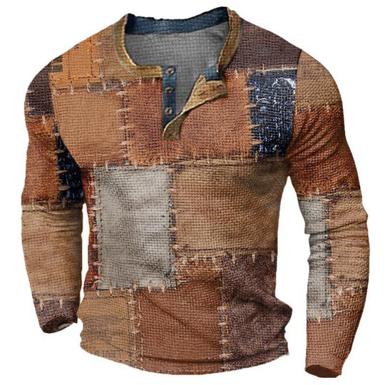 Herren Modisches Langarmhemd mit Ethno-Muster Shop Nory