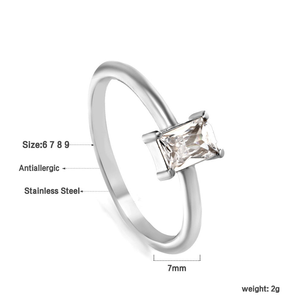 Damen elegante Edelstahl Ring mit funkelndem Zirkonia Shop Nory