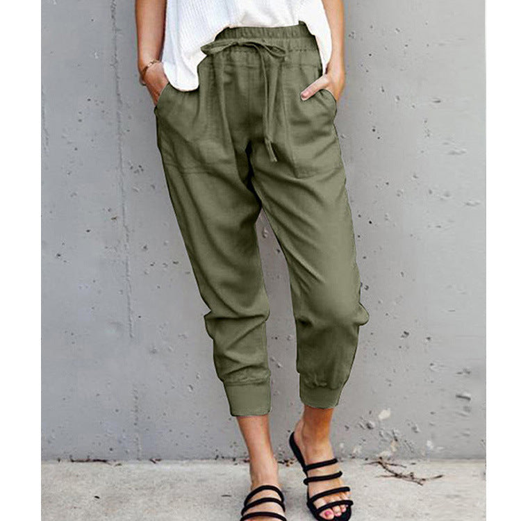 Damen Jogginghose mit elastischem Bund, Tunnelzug und Beinbündchen Shop Nory