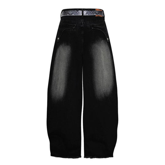 Damen Weite Denim-Culotte mit hohem Bund und Bandana-Gürtel Shop Nory