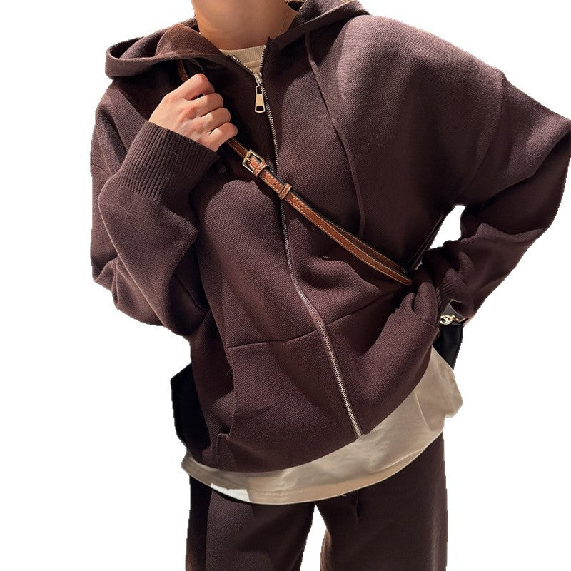 Damen lässiger Oversize-Hoodie und weite Hose Set Shopnory