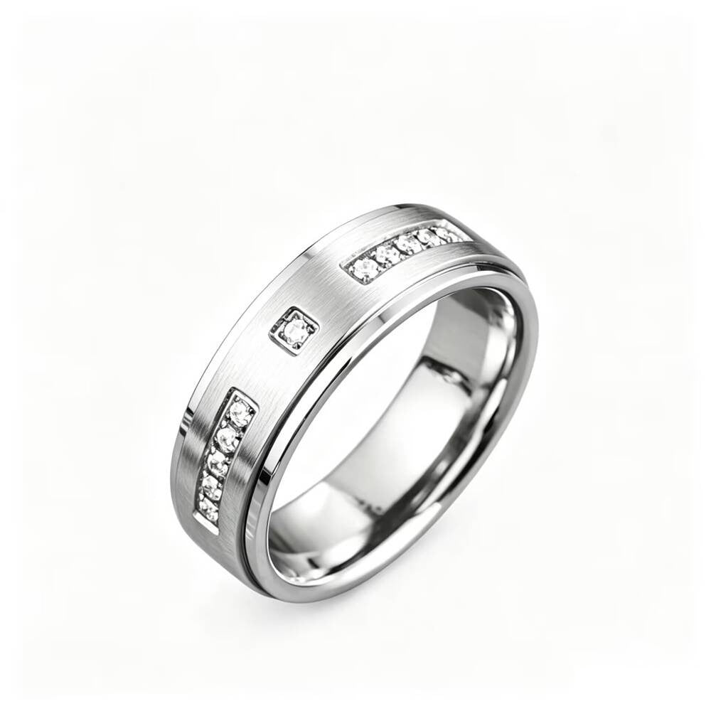 Herren Ring mit luxuriösem Zirkonbesatz und edler zweifarbiger Edelstahloberfläche Shop Nory