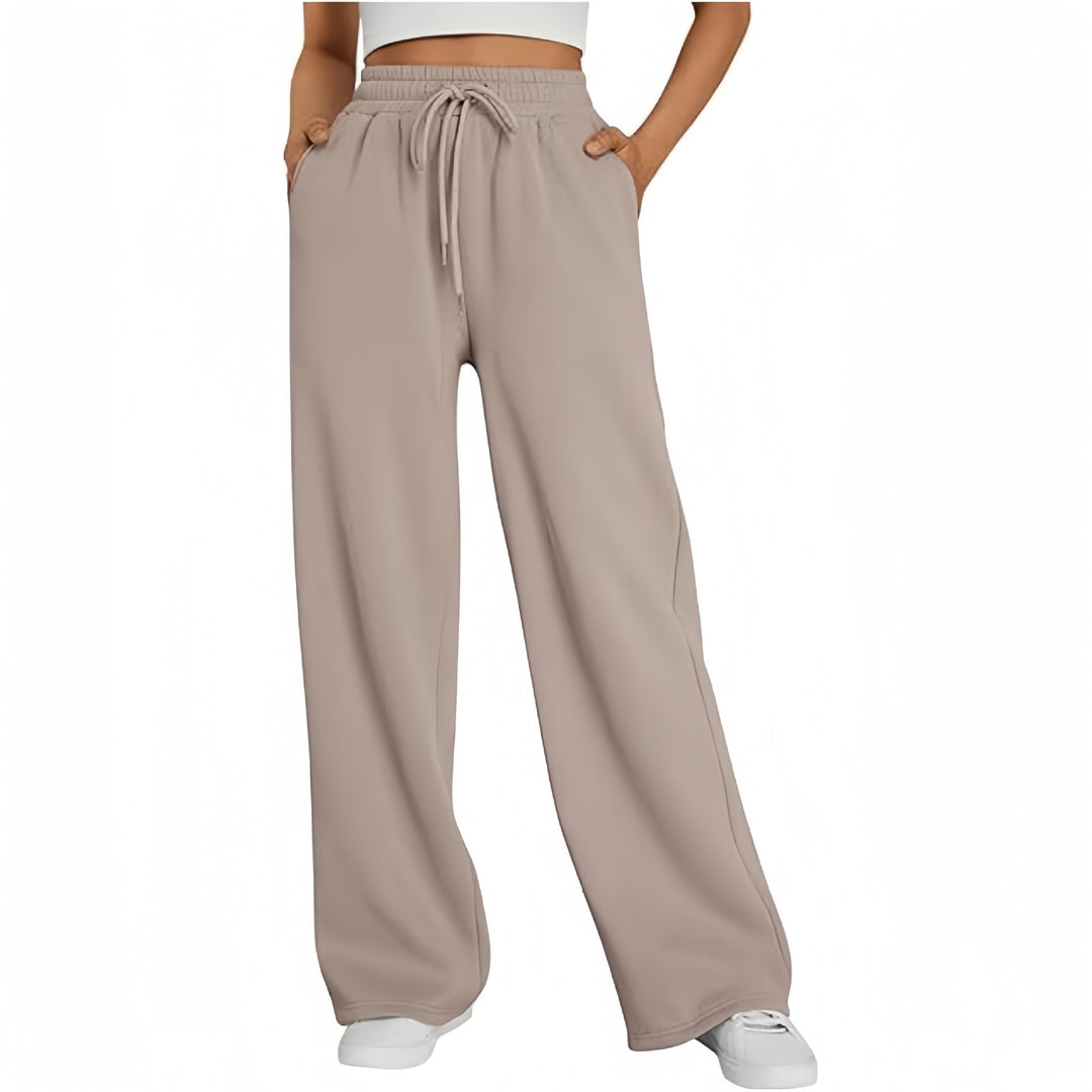 Damen nan Palazzo-Loungehose mit hoher Taille, elastischem Bund, Kordelzug und tiefen Seitentaschen Shop Nory