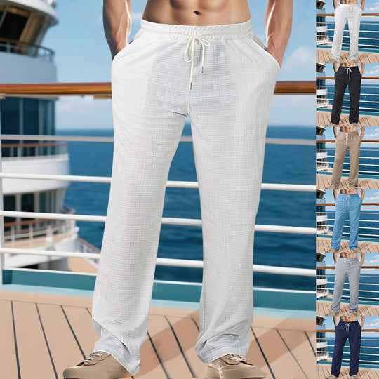 Herren Leichtgewichtige Struktur-Loungehose mit elastischem Tunnelzugbund und geradem Relaxed-Fit Shop Nory