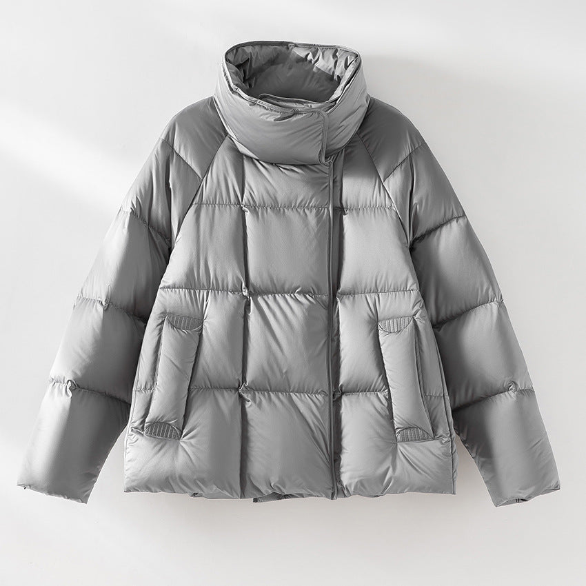 Damen Kurze Boxy-Pufferjacke mit hohem Stehkragen und Raglanärmeln Shop Nory