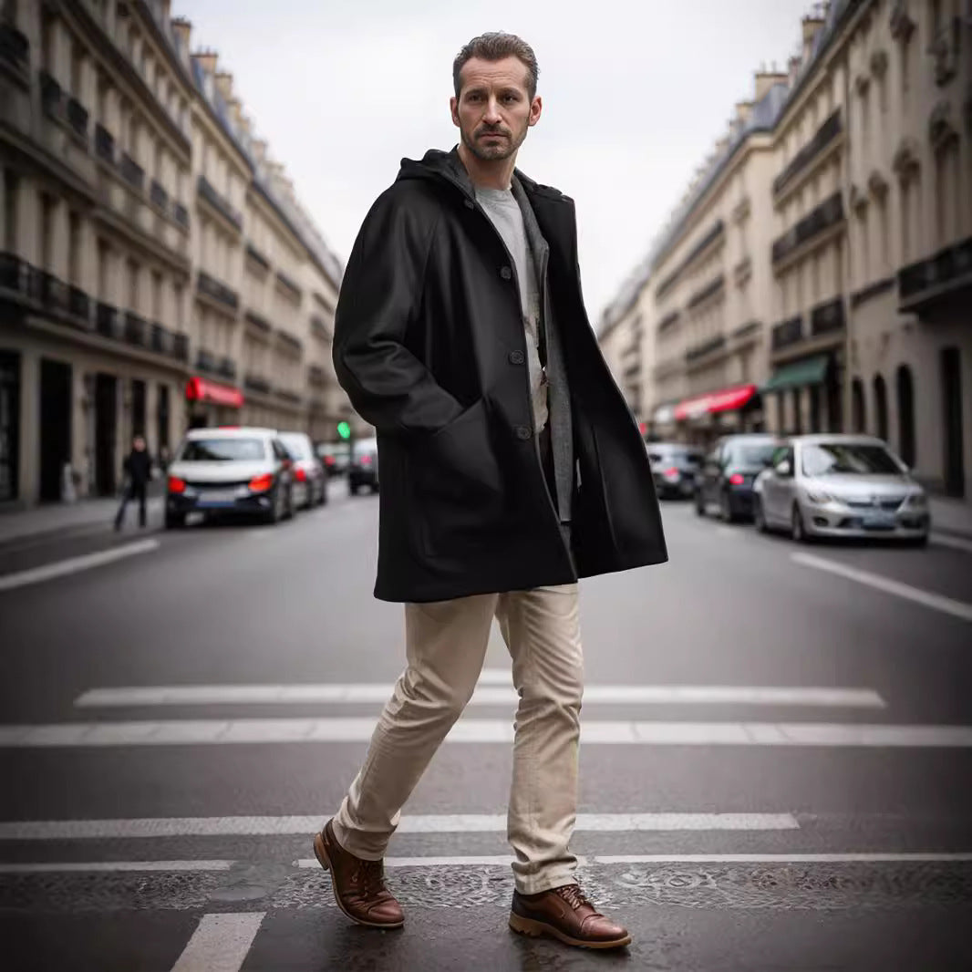Herren Kapuzenmantel im Oversize-Schnitt mit Teddyfutter Shop Nory