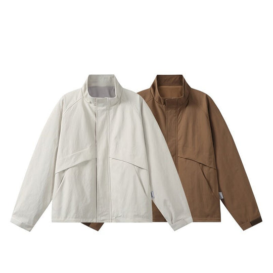 Herren Leichte Übergangsjacke im minimalistischen Field‑Style mit hohem Stehkragen und verdeckter Frontblende Shop Nory