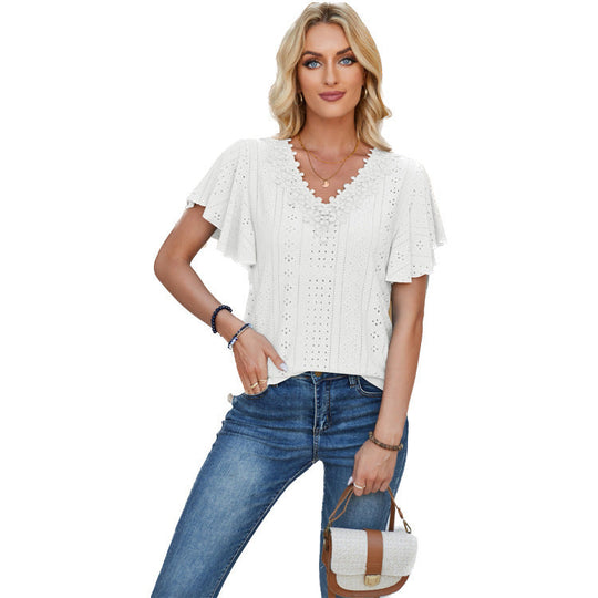Damen Spitzenshirt mit Volants