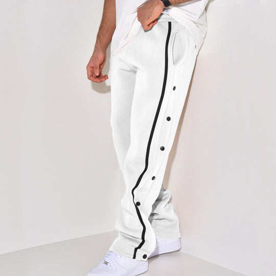Herren Snap-Trackhose mit seitlichem Kontraststreifen, Druckknopf-Leiste und elastischem Bund Shop Nory