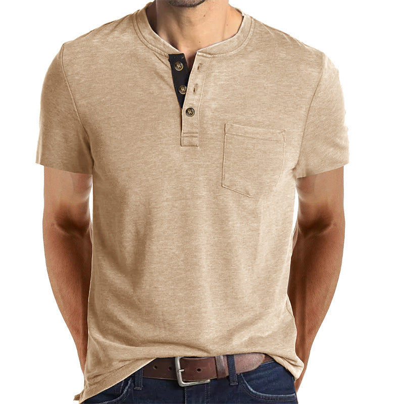 Herren T-Shirt mit strukturiertem Kragen und Brusttasche