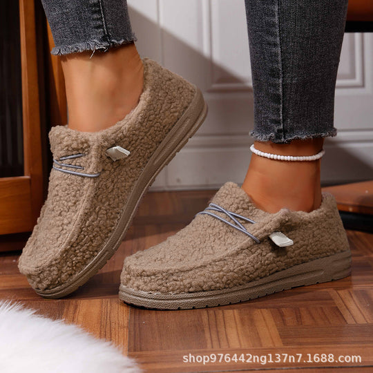 Damen Gefütterte Teddy-Fleece‑Hausschuhe mit gepolstertem Komfortfußbett und rutschfester Gummisohle Shop Nory