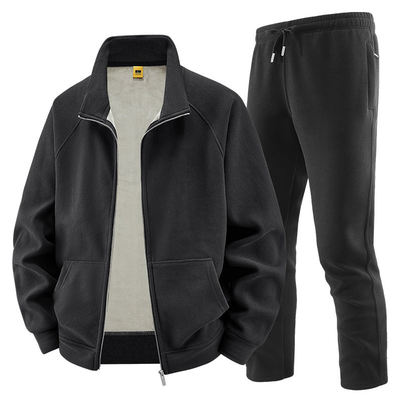 Herren Fleece-Trainingsset mit Stehkragen und Elastikbund Shop Nory