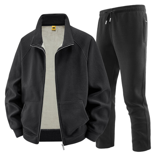 Herren Fleece-Trainingsset mit Stehkragen und Elastikbund Shop Nory