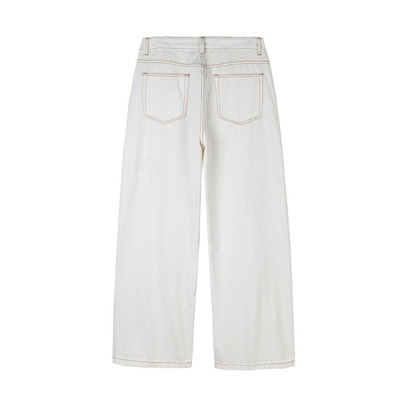 Damen Weite High-Waist Culotte-Jeans mit sichtbaren Kontrastnähten Shop Nory