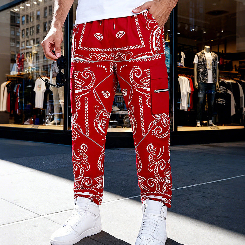 Herren Cargo-Jogginghose im Bandana-Print mit Cargo-Taschen & elastischem Bund Shop Nory
