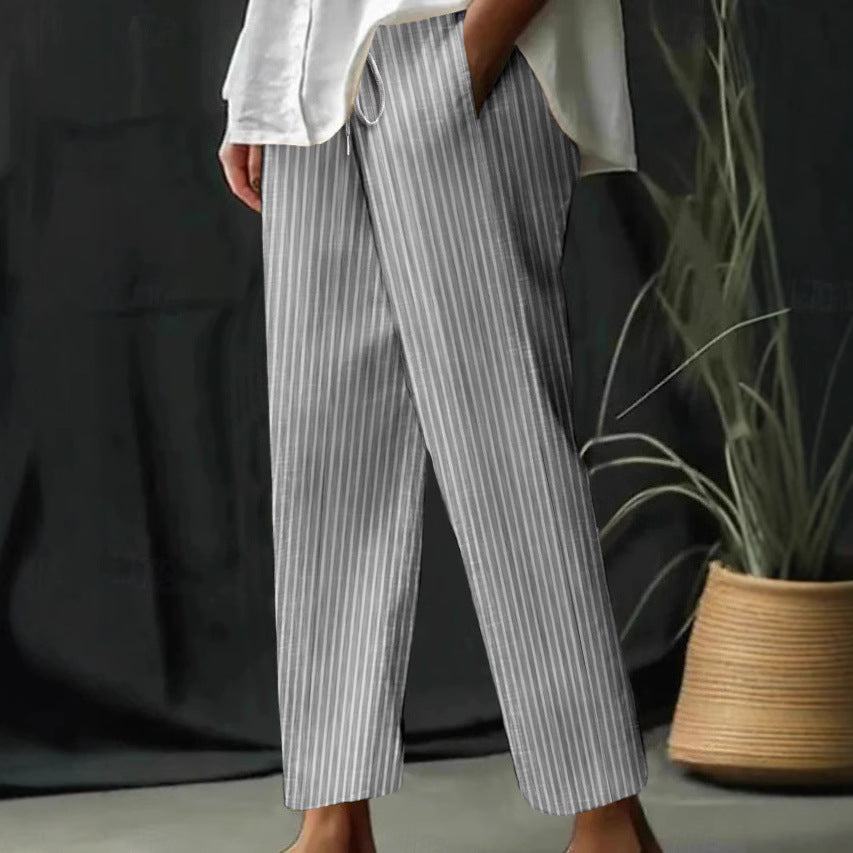 Damen Freizeithose mit gestreiftem Design und komfortablem Bund
