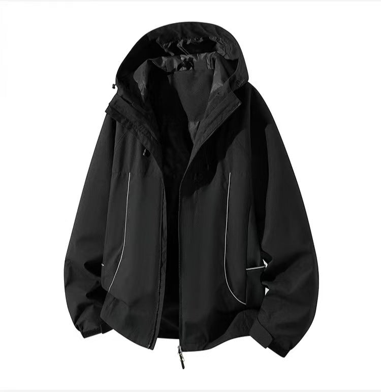 Herren Wasserdichte Kapuzen-Softshelljacke mit winddichtem Schnitt und Reißverschluss Shop Nory