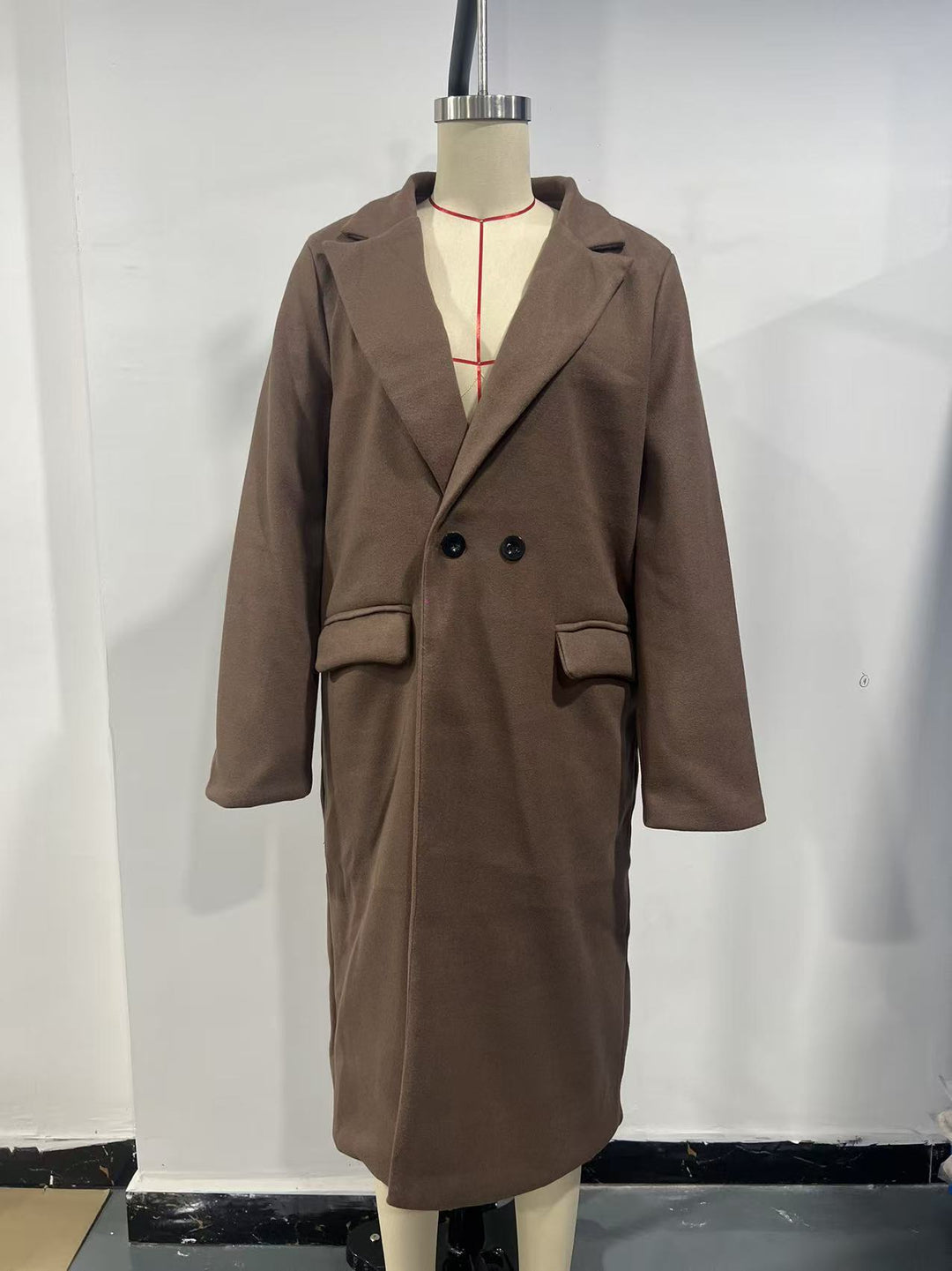 Damen Eleganter Wollmantel mit tailliertem Schnitt und Reverskragen Shop Nory