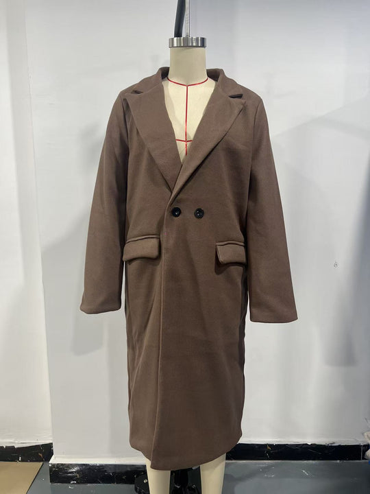 Damen Eleganter Wollmantel mit tailliertem Schnitt und Reverskragen Shop Nory