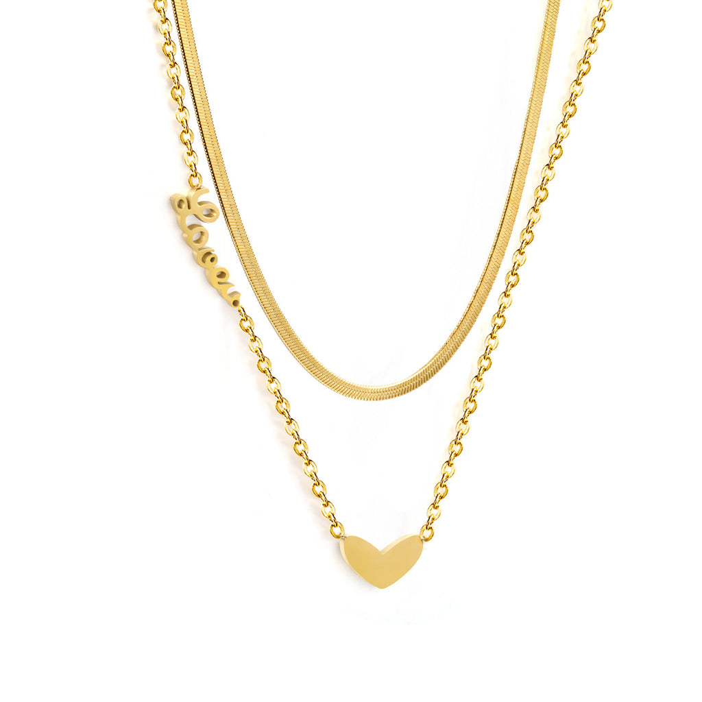 Damen Halskette mit goldplattiertem Herz-Anhänger und personalisiertem Namenszug Shop Nory