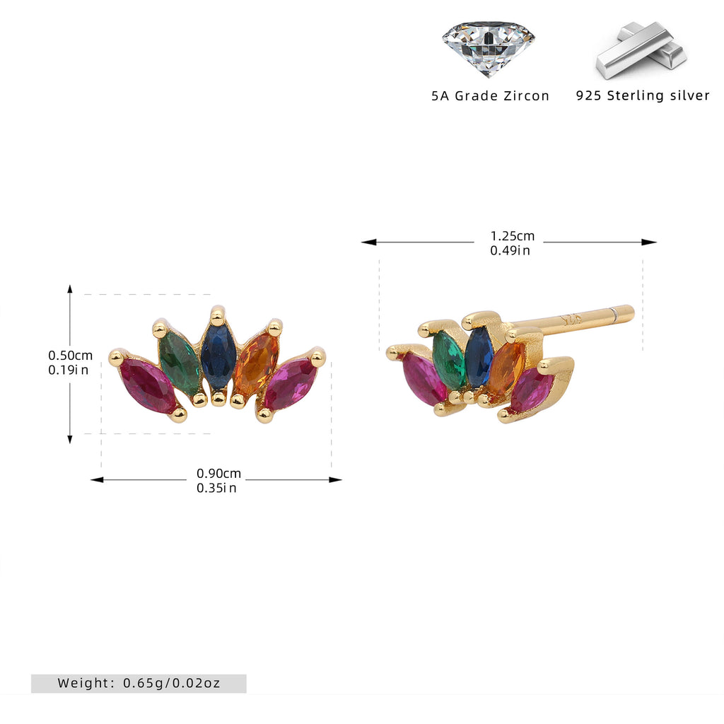 Damen Ohrstecker aus hochwertigem 925 Sterling Silber mit buntem Zirkonbesatz Shop Nory