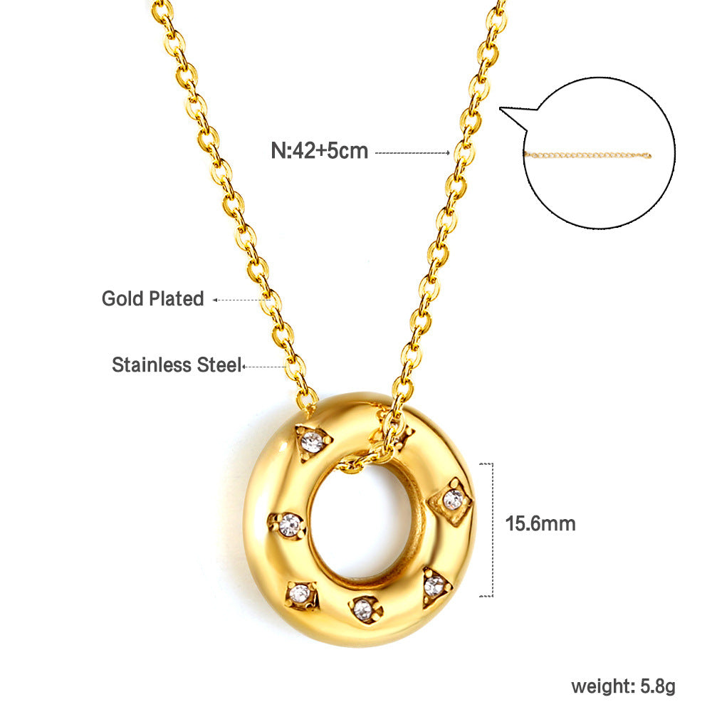Damen elegante Halskette mit funkelndem Anhänger aus Edelstahl und goldplattierter Kette Shop Nory