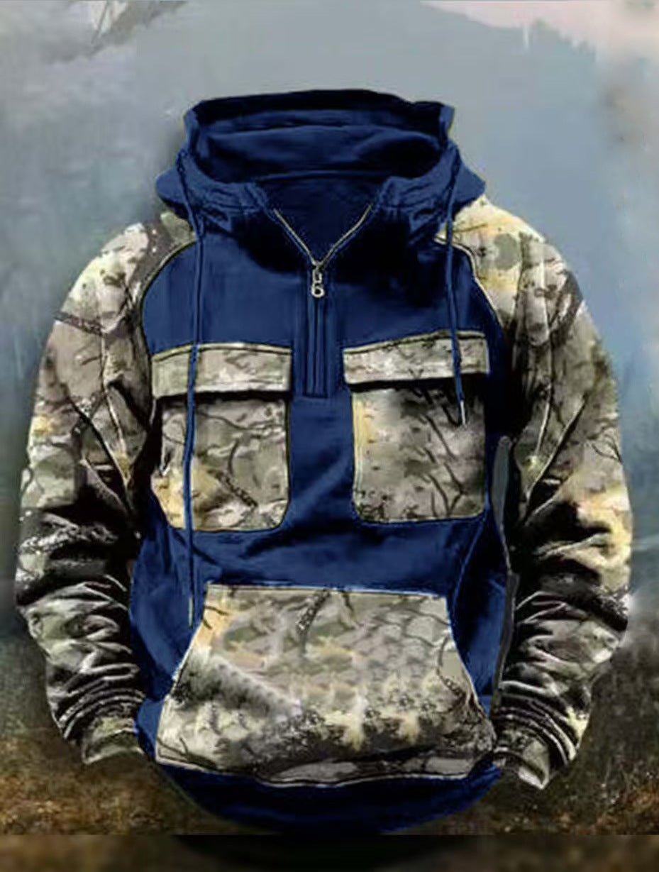 Herren Camouflage Funktionskapuzenpullover