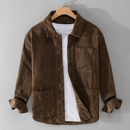Herren Cord-Überhemdjacke mit aufgesetzten Taschen und legerem Schnitt Shop Nory