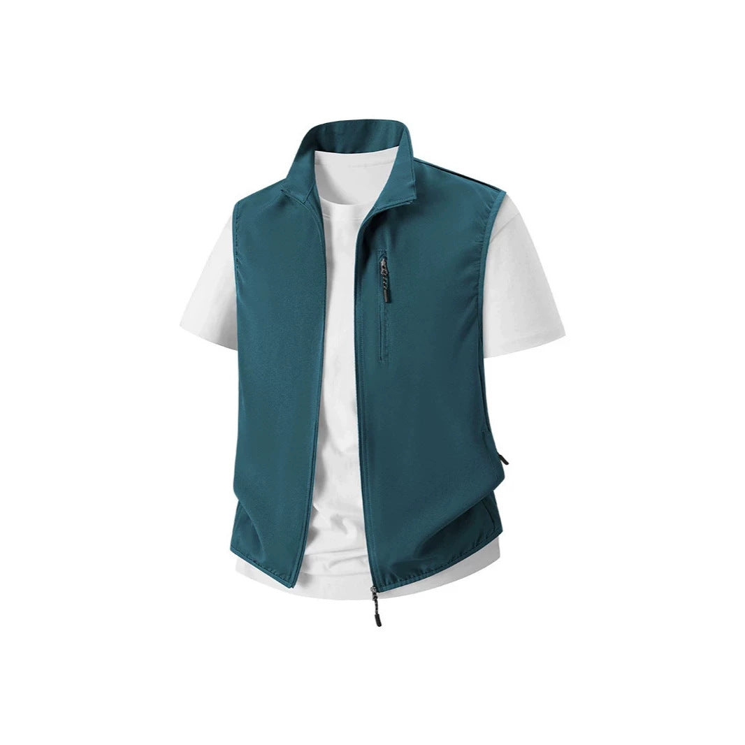 Herren Leichte Softshell-Utility-Weste mit Stehkragen, wasserabweisender Außenlage und Reißverschlusstaschen Shop Nory
