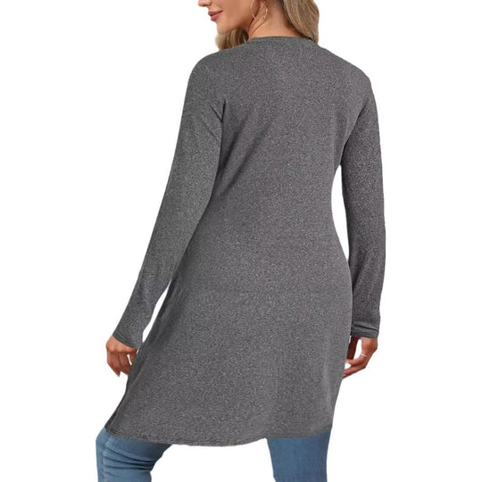 Damen Langes asymmetrisches Tunika-Top mit überlappender Vorderseite und Seitenschlitzen Shop Nory