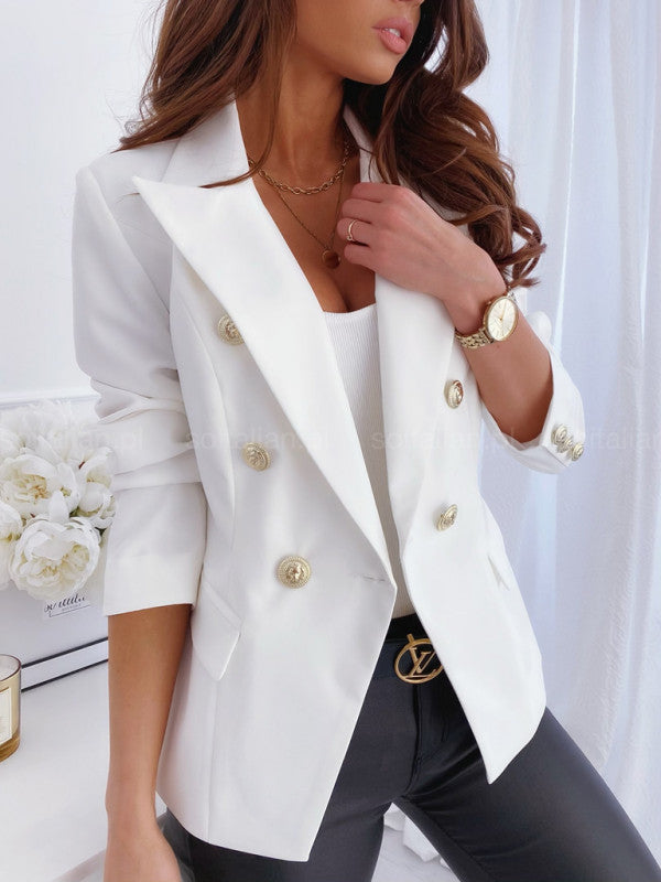 Damen Eleganter Blazer mit doppelter Knopfleiste und goldenen Details Shopnory