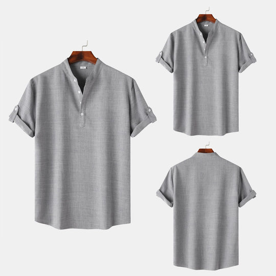 Herren Kurzarmhemd mit innovativem Henley-Ausschnitt und lässigem Look