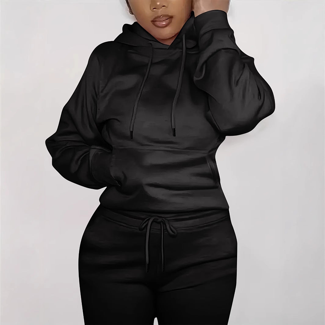 Damen nan figurbetontes Hoodie-und Taillenrock-Set mit Kängurutasche und Tunnelzug Shop Nory