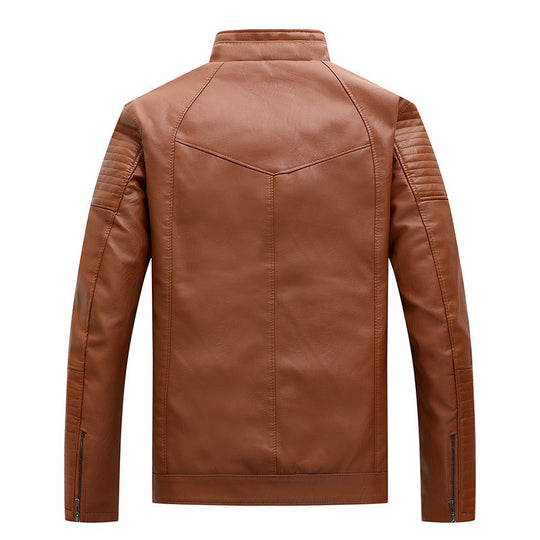 Herren schlanker Kunstleder-Moto-Blouson mit gesteppten Schulter- und Ärmelpaneelen Shop Nory